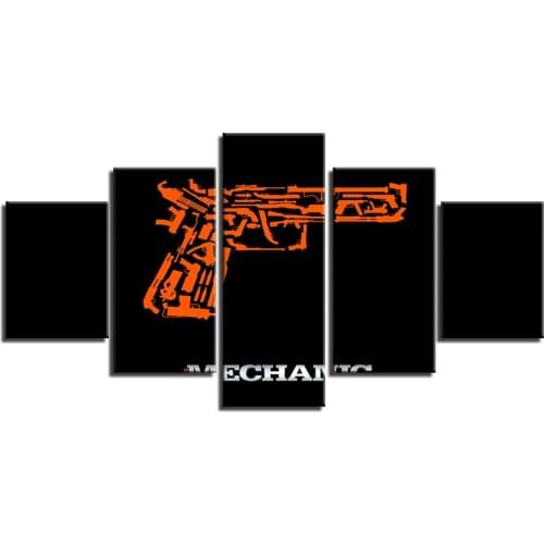5 Pcs Mechanic Abstract Gun Canvas Picture Print Wall Art Canvas Painting Wall Decor for Living Room Hell Wolf Poster Unframed