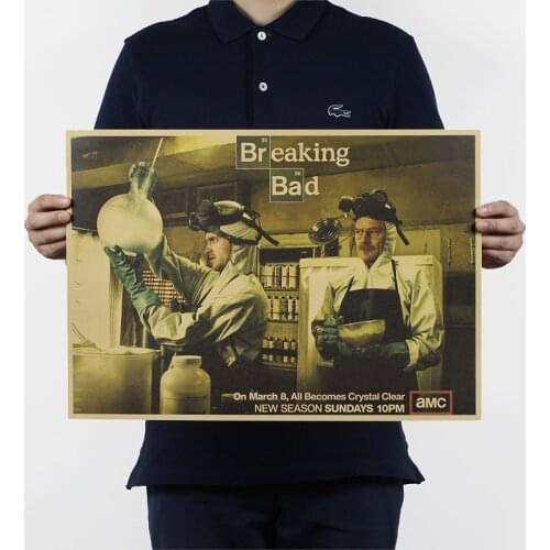 Classic American TV Series Zero HIV Division Breaking Bad Poster Retro Kraft Paper Bar Home Decor 51x35cm Wall Sticker