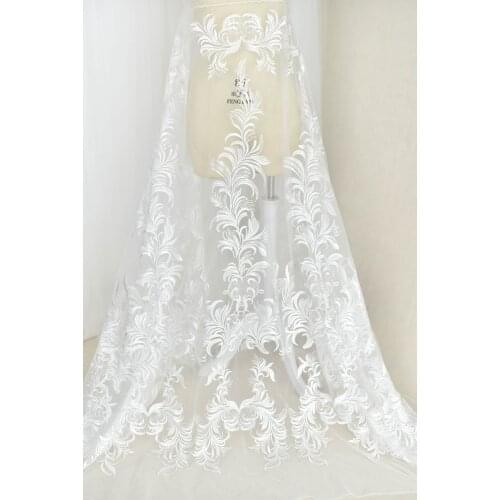 Lace bridal dress diy lace fabrics embroidery long lace leaf mirrow boardres fabrics