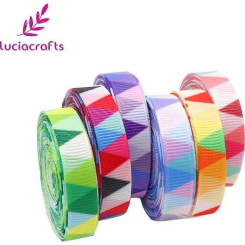 Lucia crafts 5yards/Lot 10mm Geometric pattern Grosgrain Ribbon Packing Tape DIY Hair Bow & Sewing Accessories S0609