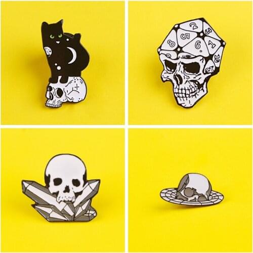 Skull Brooches Punk Series Set Metal Badges On Pins Lapel Pin Bags Badge Gifts Jeans Jacket Enamel Pins On Garment Przypinki