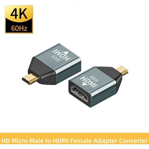 Micro HDMI-compatible Male to Female Adapter Type D to A HD Connector 4K@60Hz Converter Adapter for Monitor Notebook Projector