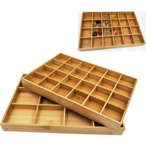 Fashion Bamboo And Wood Jewelry Jade Jewelry Display Bracelet Storage Tray Bracelet Grid 4/5/6/12/24 Grid Glasses Storage Box