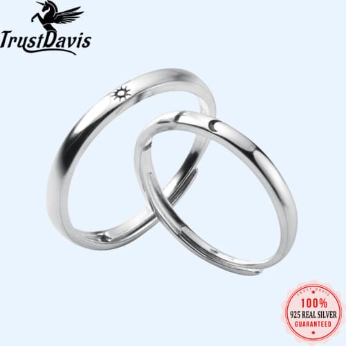 Trustdavis S925 Couple Lovers Moon Sun Ring For Man&Women Wedding Rings Fashion 100% 925 Sterling Silver Jewelry Wholesale DA382