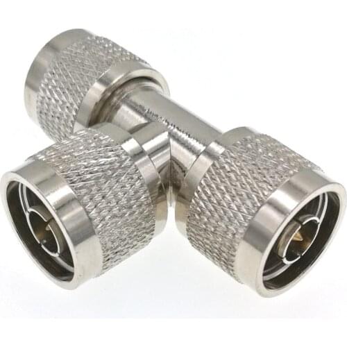 N-Type Adapter N Male Plug To 2x N Male Plug 3 Way "T" Type RF Coax Connector Adapter