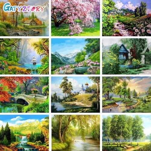 GATYZTORY DIY Painting By Number Landscape Drawing On Canvas Pictures By Numbers Kits Home Decor Hand Painted Paintings Gift