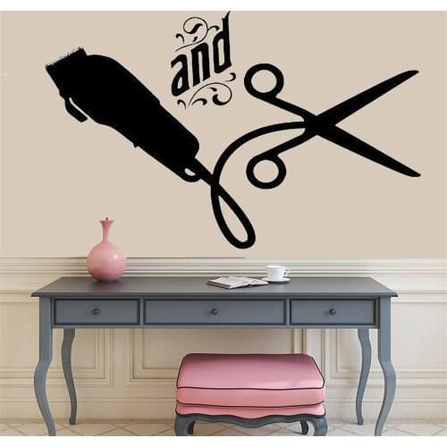 Hair Salon Wall Sticker Window Decal Sticker Hair Stylist Tools Scissors Barber Shop Beauty Salon Barbershop Sign Decor WL360