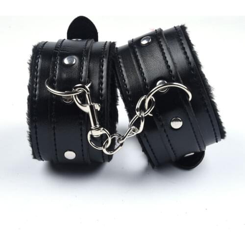 Nylon PU Leather Plush Handcuff for Sex Restraints Bondage Sex Toy Restraints Sex Bondage