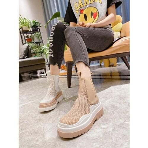Spring/Summer New Fashion Mesh Hollow Breathable Martin Boots All-Match Thick-Soled Ladies Short Boots