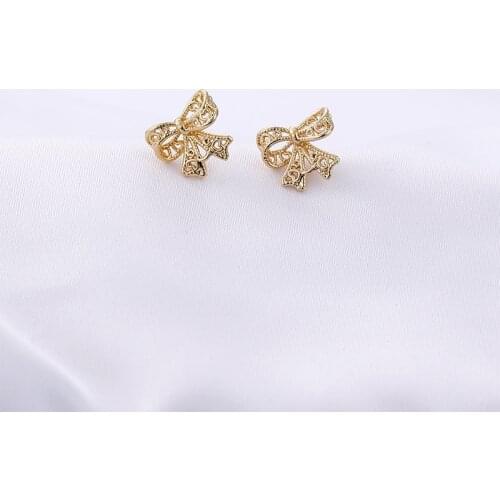 A pair of tridimensional lace butterfly earrings, 925 silver needle 18K Gold Plated DIY Earrings accessories
