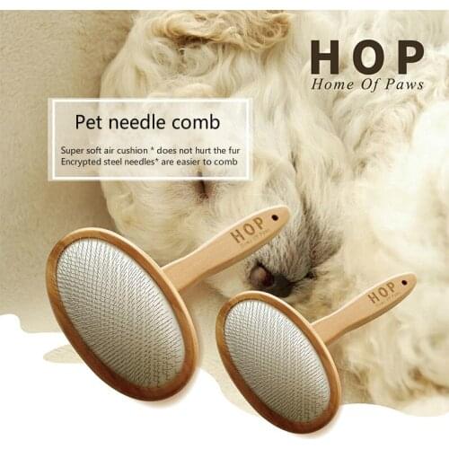 Pet comb wooden handle air pocket stainless steel dog cat grooming teddy