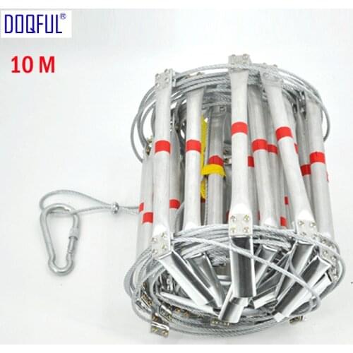 10M Fire Escape Safety Ladder 33FT Folding Steel Wire Rope Ladders Aluminum Alloy Emergency Survival Rescue Antiskid Tools