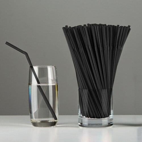 100pcs 6 X 210 MM Disposable Plastic Straws Black Cocktail Straw Soft Bendable High quality Straws heat-resistant Straw 2021 New
