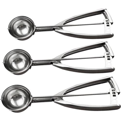 Stainless Steel Dough Cookie Ice Cream Scoop Quick Release Mirror Polished