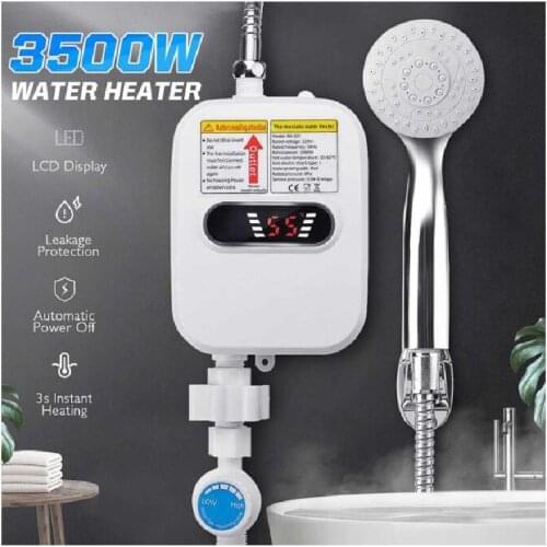RX-21,3500W 220V Water Heater Bathroom Kitchen Instant Electric Hot Water Heater Tap Temperature Display With Faucet Shower