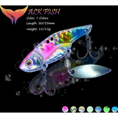 WALK FISH 11g/15g Rotating Metal VIB vibration Bait Fishing Lures Sinking Tail Spinner Spoon Jigs Trout Winter Fishing Hard Bait
