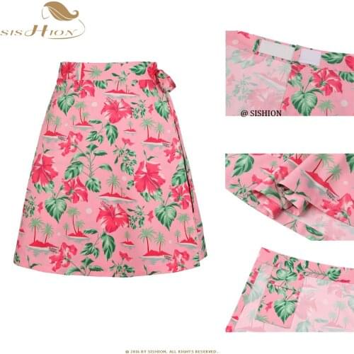 SISHION Pink Sarong Women Summer Skirt SS0015 XS-XXL Wrap Hawaiian Beach Tropical Travel Holiday Casual Sexy Skirt