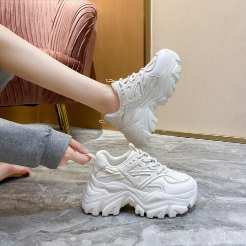 2021 New Fashion Black Dad Chunky Sneakers Casual Vulcanized Shoes Woman High Platform Sneakers White Sneakers Women White Shoes