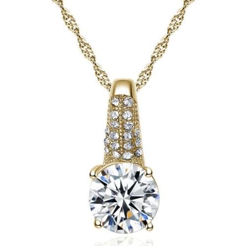 Women Fashion Pendant Large Transparent Cubic Zirconia Pendant Bride Wedding Shiny Jewelry Necklace Girlfriend Gift