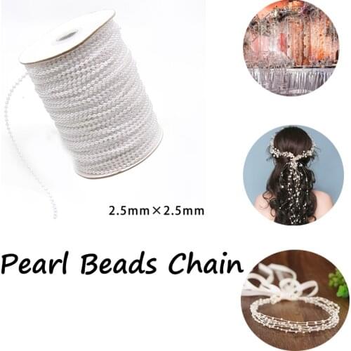 10yards Fishing Line Artificial Pearls Beads Chain Garland Flowers Wedding Party Decoration Supplies Brides Headgear Accessory