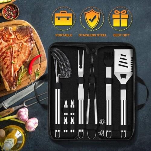 14PCS Stainless Steel Grilling Accessories BBQ Grill Tools Set Grilling Kit for Smoker Camping Kitchen Barbecue Utensil Outdoor