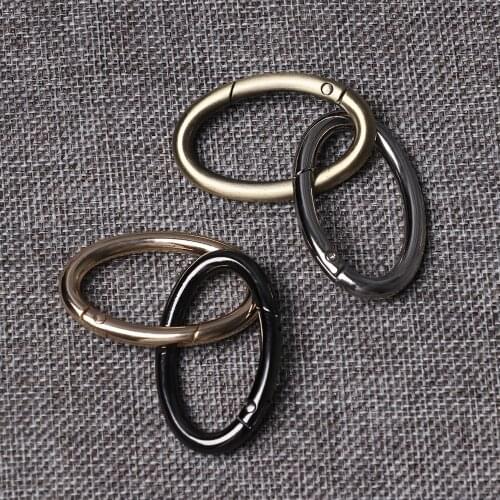2PCS Zinc Alloy Plated Gate Spring Oval Ring Buckles Clips Carabiner Purses Handbags Oval Push Trigger Snap Hooks Carabiners