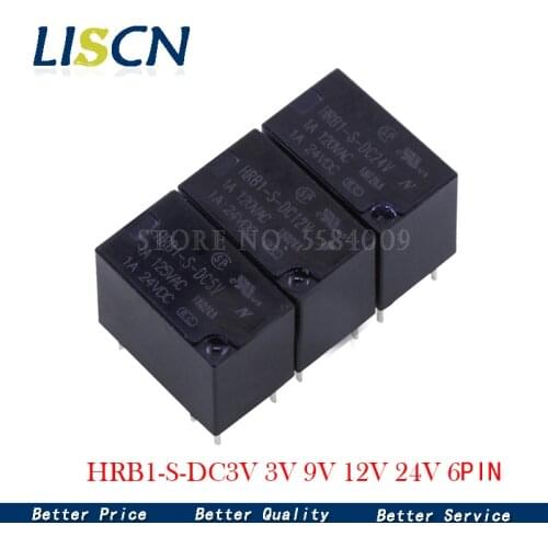 5PCS signal relay HRB1-S-DC5V 3V 9V 12V 24V 6PIN 1A HRB1-S-DC12V HRB1-S-DC3V HRB1-S-DC24V HRB1-S-DC9V
