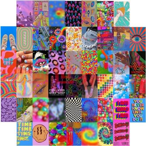 50pcs Anime Wall Art Collage Kit Indie Modern Minimalist Style Aesthetic Pictures Posters Photo Teenage For Girl Room Decoration