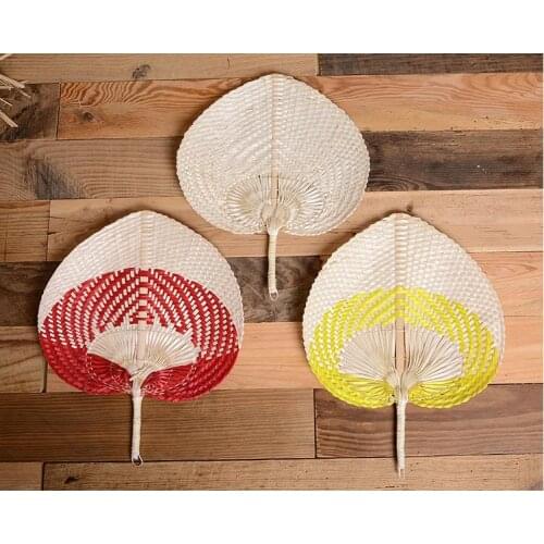 50pcs Palm Leaves Fans Handmade Wicker Multicolor Palm Fan Traditional Chinese Craft Home Decoration SN2044