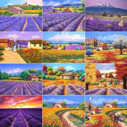 5D DIY Diamond Painting Pauls Lavender landscape Provence square full Diamond Cross Stitch home decoration
