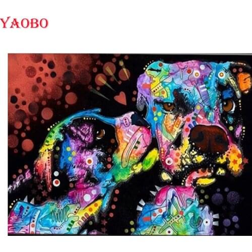 5D DIY Abstract Color Graffiti Dog Diamond Painting Full round Square drill Home Decoration Embroidery Handcraft Art Kits