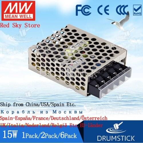 6PACK) Meanwell 15W Power Supply RS-15-12V/3.3/5/15/24/48 0.313/0.625A 1/1.3/3A DC replace NES APV DC LED light strip Monitor