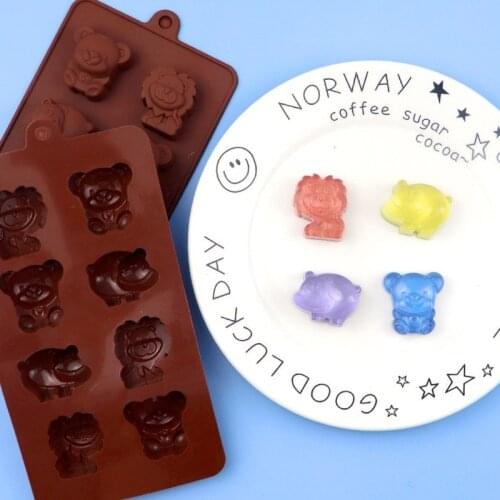 8 Even Bear Hippo Lion Chocolate Mold DIY Silicone Cake Baking Tools Customization Molds Silicone