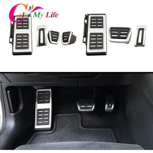 Color My Life Stainless Car Fuel Brake Pedal Rest Foot Pedals Cover for Volkswagen VW Skoda Kodiaq 2016 2017 2018 2019 2020