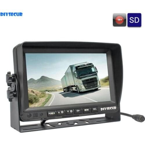DIYSECUR AHD 7inch IPS Car Monitor Rear View Monitor Support 960P AHD Camera with Video Recording Founction