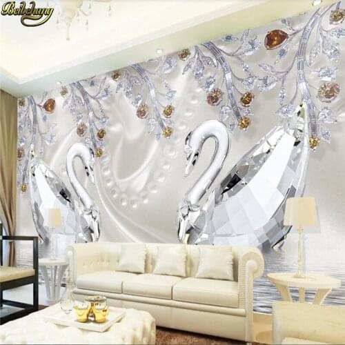 Beibehang Custom Photo Wallpaper Mural Crystal Diamond Swan Lake Romantic Beauty Jewelry TV Background Wall papel de parede 3d
