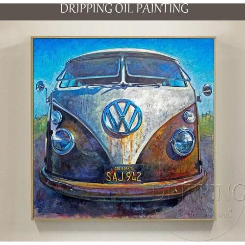 Large Wall Art Oil Painting for Living Room Decoration Hand-painted Modern Car Train Oil Painting on Canvas Big Car Oil Painting