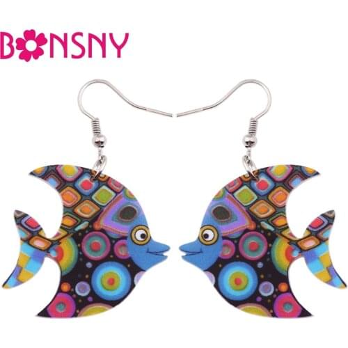 Bonsny Acrylic Unique Ocean Collection Fish Earrings Dangle Drop Big Long Novelty Animal Jewelry For Girls Women Teens Gifts New