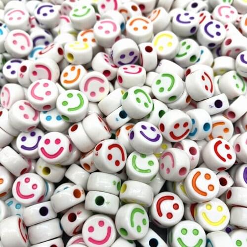 20pcs 10mm Smiley face Acrylic Clay Shape Spacer Beads For DIY Handmade Jewelry Craft Accessories#05