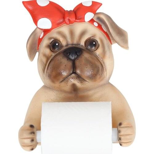 Animal Dog Tissue Canister Box Durable Wall Hanging Mounted Bathroom resin Toilet Paper Tissue Roll Paper Holder Toilet Holder