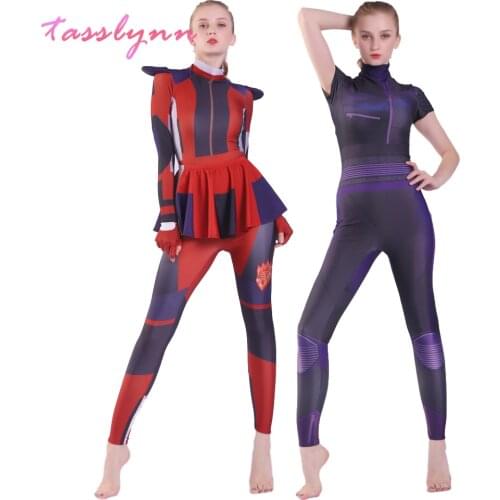 Red Evie Descendants 3 Cosplay Fantasia Party Costumes Kids Halloween Costumes for Girls Audrey Mal Cosplay Fancy Costume