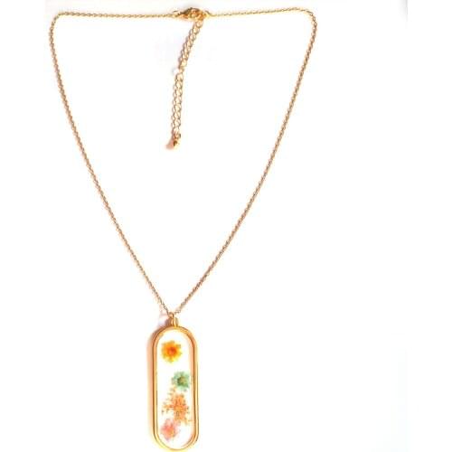 Renya Mothers' Day Everlasting Dried Flower Pendant Orange Pink Blue Mulit Resin Necklaces Romantic For Mom Gifts