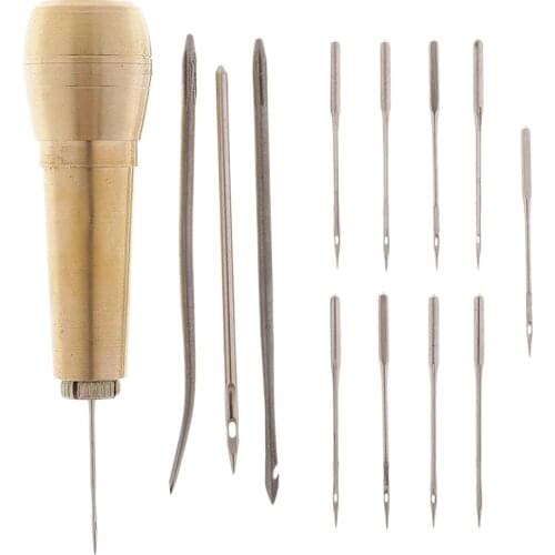 1 Set Bags Shoe Repair Handle Sewing Tool Needle Awl Leather Craft Boots Kit Leathercraft for household use