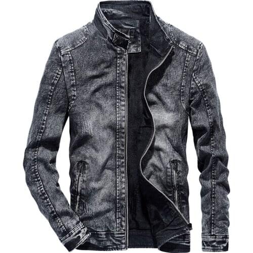 New 2018 casual winter mens fleece Denim jacket fashion cowboy jacket slim zipper Stand coat, high quality wholesale price