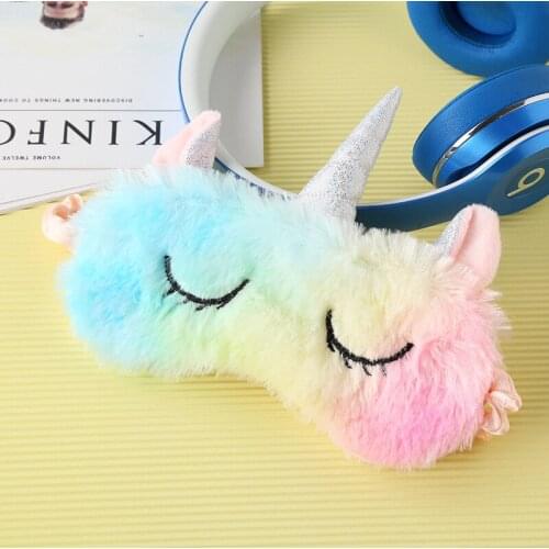 New Unicorn Eye Mask Cartoon Variety Sleeping Mask Plush Eye Shade Cover Eyeshade Relax Mask Suitable for Christmas Party Gift