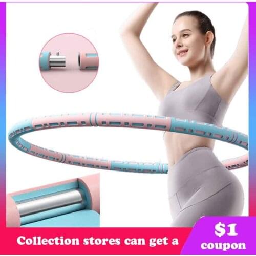 6 Parts Detachable Stainless Steel Sport Hoop Women Aro Fitness Training Gym At Home Massage Waist Ring Weights Loss Yoga Circle