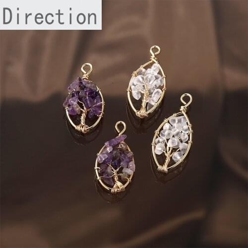 Customized natural crystal gravel Life Tree fortune Tree Pendant DIY handmade earrings necklace accessories materials