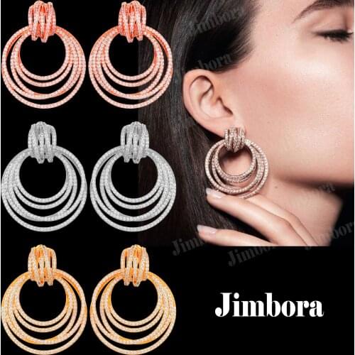 GODKI Jimbora Luxury Round Circles Dangle Earrings for Women Wedding Earrings Bridal Huggie Earrings Pendientes Mujer Moda 2020