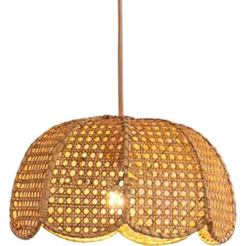 Handmade rattan cage lid pendant lights Modern Japanese bamboo living room restaurant lamp bedroom lighting hollow pendant lamps