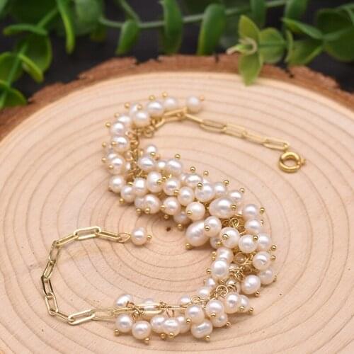 Handmade Natural Fresh Water White Pearl Bracelets For Women Girls Party Wedding Engagement Femme Fine Jewelry Exquisite Fashion